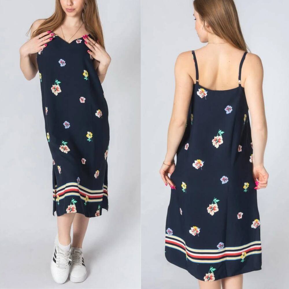 Tommy Hilfiger | NWT Navy Blue Floral Print Cami Midi Slip Dress
